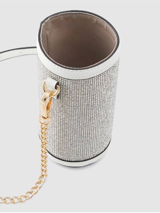 Aldo Handbags - Aldo Crystal Embellished White Cylinder Crossbody Bag